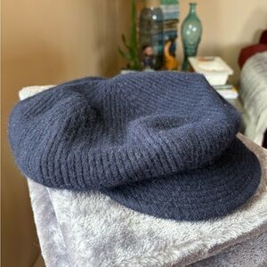 Vintage Kokin New York cashmere visor beret navy blue